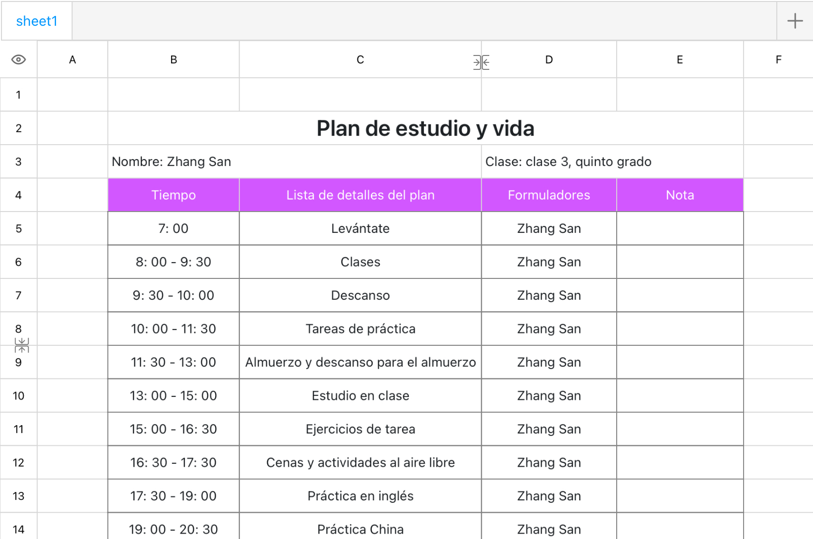 Plan de estudio y vida